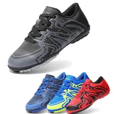 Boys Girls Soccer Shoes Youth Indoor Turf Soccer Cleats Lace Up Athletic Shoes