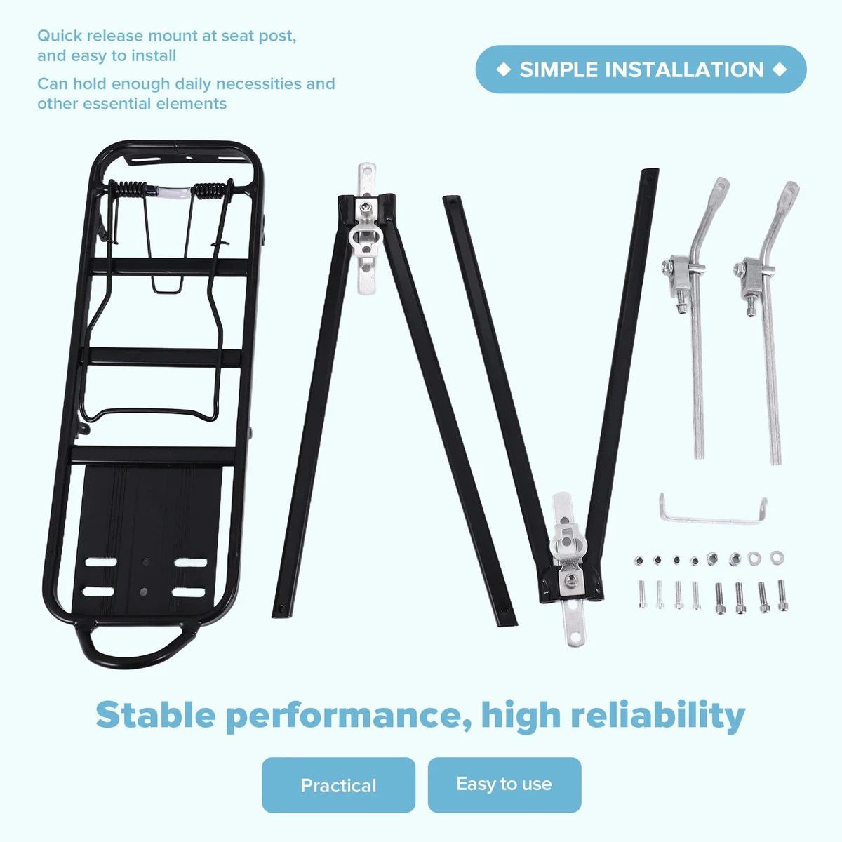 Rear Pannier Rack Mountain Bike Shelf Aluminum Alloy Carrier Accessories 1252