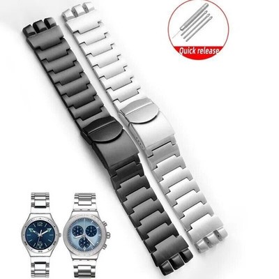 23mm Strap For Swatch XL Irony Chrono YOG402 YOS413 Stainless Steel Watch Band 
