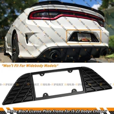 For 2015-23 Dodge Charger Matt Black Rear License Plate Frame Holder Panel Trim