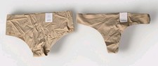 Auden Lot Of 2 Seamless Panties Color Pearl Tan 1- Thong 1-Low-Rise Cheeky NWT