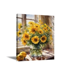 (Canvas Print Without Any Frame) Sunflower Pictures Farmhouse Wall Art-16x20 ...