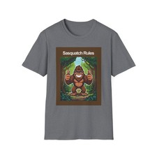 Sasquatch Rules T-Shirt Bigfoot Cartoon Forest Design