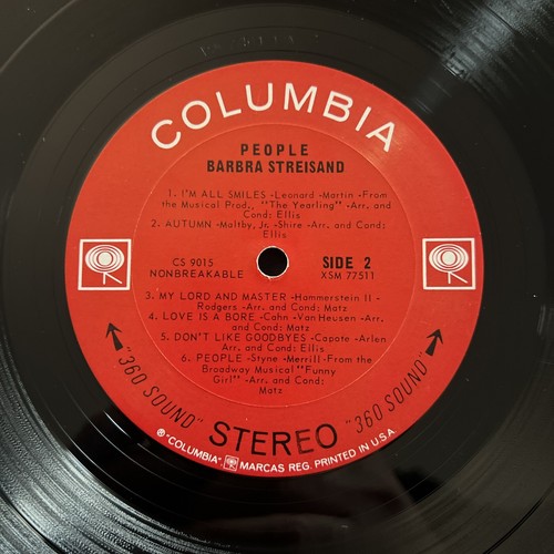 Barbra Streisand – People - LP Vinyl 1964 (Columbia – CS 9015) VG+/VG+ Tested - Picture 10 of 10
