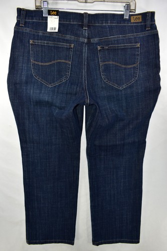 New Lee Relaxed Fit Straight Leg Mid Rise Stretch Jeans Womens Size 18 S Petite - Picture 6 of 9