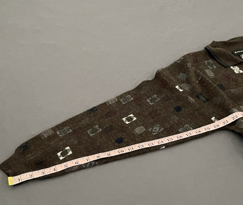 Suéter grande vintage Conte Di Milano marrón estampado cuadrado geométrico cuello para hombre - Imagen 10 de 10