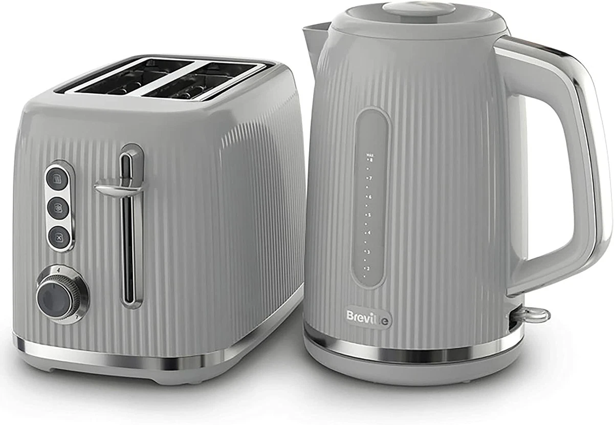 Breville Bold Kettle and Toaster Set Grey Kettle & 2 Slice Toaster New