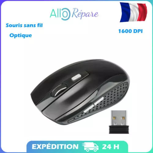 Souris sans fil optique Noir 2.4GHz 1600 DPI récepteur USB Bluetooth PC