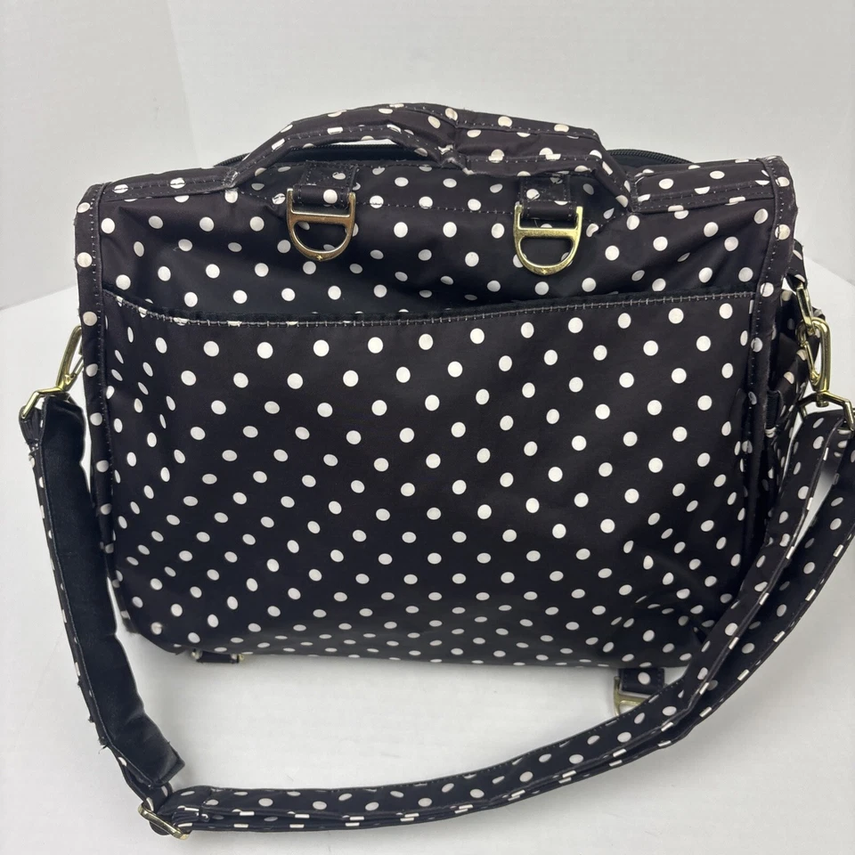 Bolsa de pañales JuJuBe marrón blanco lunares bebé correas de viaje mochila almohadilla defectos Foto 2 de 4