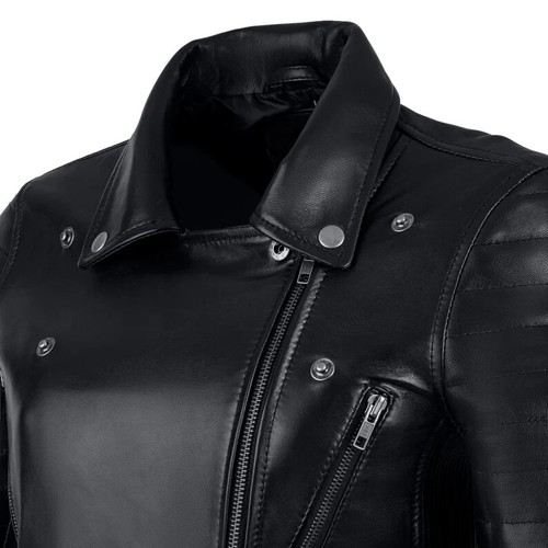 Women Black leather Bomber jacket , Real Sheepskin Aviator Jacket for womens - Picture 4 of 7