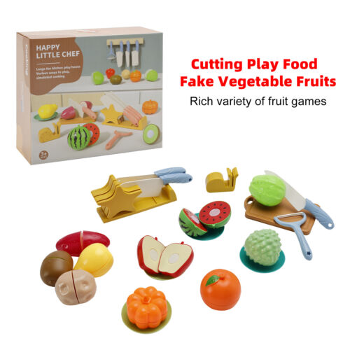 21Pcs Cutting Play Food Pretend Food Fake Vegetable Fruits Toys Set For Kid