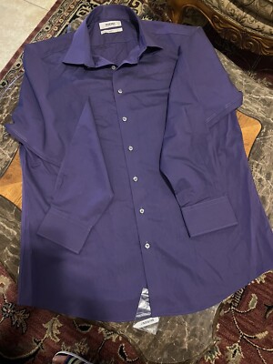 Murano Men's Purple Long Sleeves Slim Fit Dress Shirt Size 17 | eBay