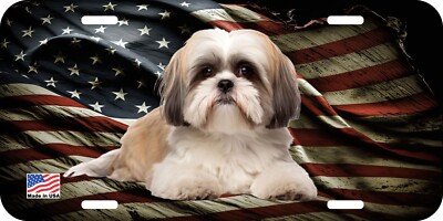 SHIH TZU LYING DOG CAN PERSONALIZE NOVELTY METAL LICENSE PLATE H