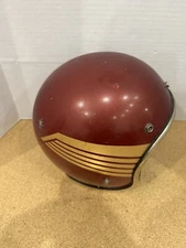 Vintage Arthur Fulmer Red Gold Wings Open Face Motorcycle Helmet Size Small