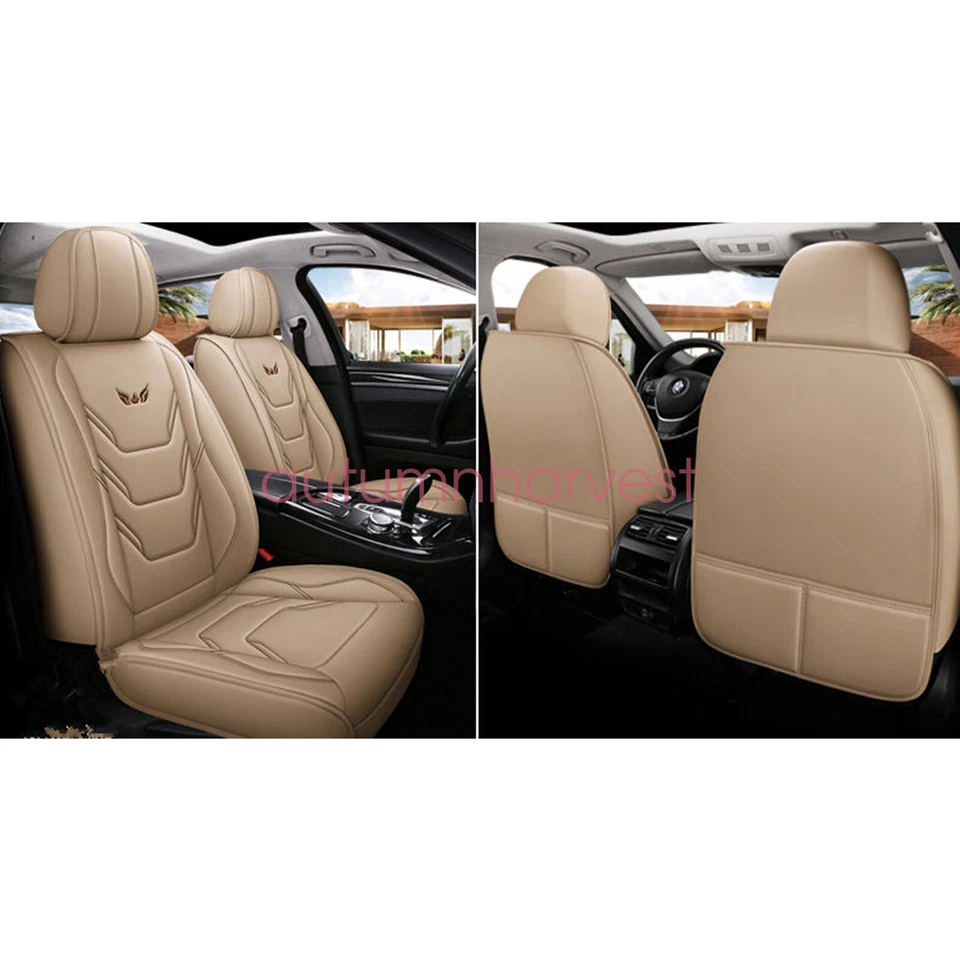 Funda protectora de asiento delantero y trasero beige para coche 5 asientos acolchado para Honda Foto 4 de 4