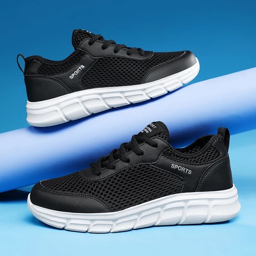 Zapatos informales de malla transpirables con cordones para hombre Zapatos deportivos ligeros Tenis planos - Imagen 23 de 27