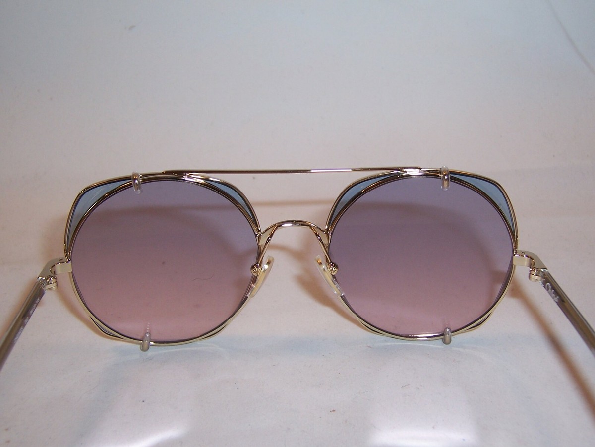 Chloé CH0042S‎ Gold Round Sunglasses Pink Lens Designer Frames Italy 56 20 145 CHLOÉ EYEWEAR Iconic round-frame gold-tone sunglasses | NET  main image 3