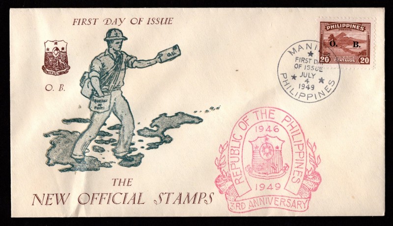 1949 Manila PHILIPPINES FDC FIRST DAY COVER Official Stamp SO329 Mayon Volcano