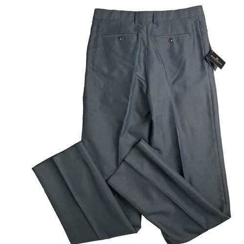 NWT BUGATCHI Soft Touch UNHEMMED Men's Dress Pants 32 Black Grey Office Wedding - Picture 14 of 18