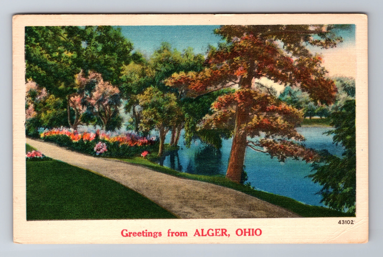 Alger OHOhio, Scenic Greetings, Water, Antique, Vintage c1955 Postcard eBay