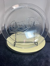 VINTAGE COCA COLA LOGO CLEAR 13" ROUND GLASS SERVING DISH PLATTER PLATE BAR TRAY