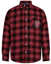Tommy Hilfiger Big Boys Pocket Print Red Plaid L/S Button-Up Shirt Choose Size