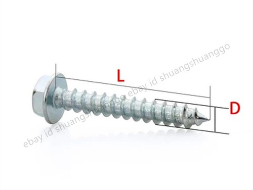 Galvanized Steel Phillips Cross Hex Flange Head Self Tapping Screws M4 M5 M6 M8 - Picture 11 of 12
