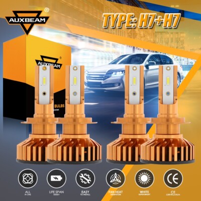 AUXBEAM H7+H7 LED Headlight High Low Beam Combo Bulbs For Hyundai Sonata 2011-14