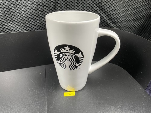 STARBUCKS 2014 Tall White Heavy Ceramic Coffee Mug 18oz Black Siren Logo IN7271T - Picture 1 of 6