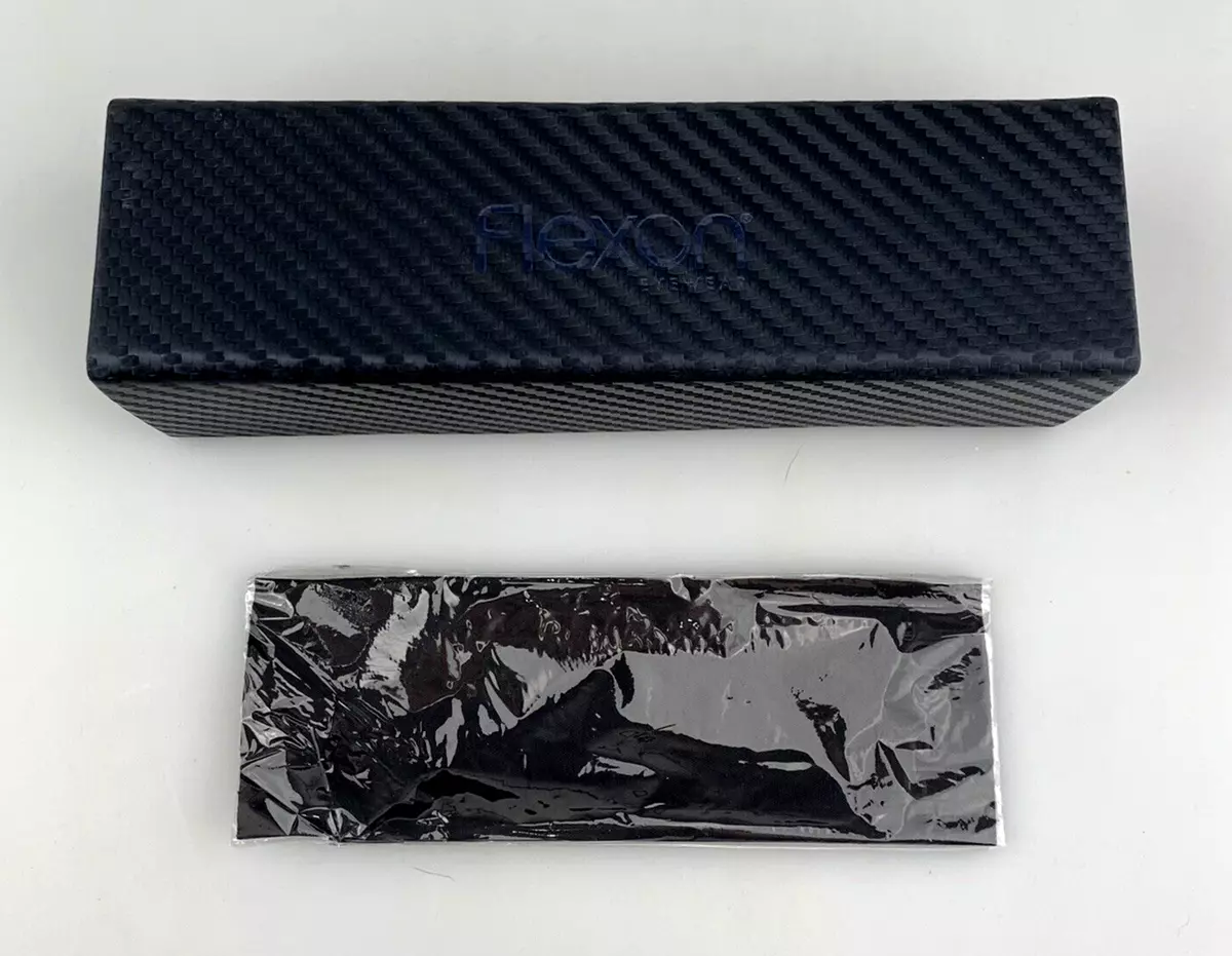 Flexon Eyeglasses Case Only Black Folding Faux Leather Cloth New