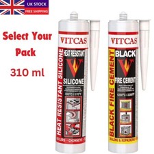 VITCAS Heat Resistant Silicone Excellent Adhesion 0r Black Fire Cement -1250°C