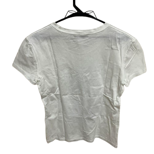 T shirt Yves Saint Laurent taglio e cucito top logo motivo a pois bianca taglia L originale