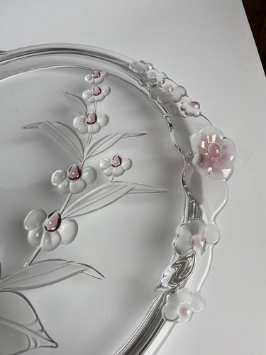 Vintage MIKASA Cherry Blossom Crystal Large Cake Plate/Stand 14”D W.Germany - Picture 5 of 10