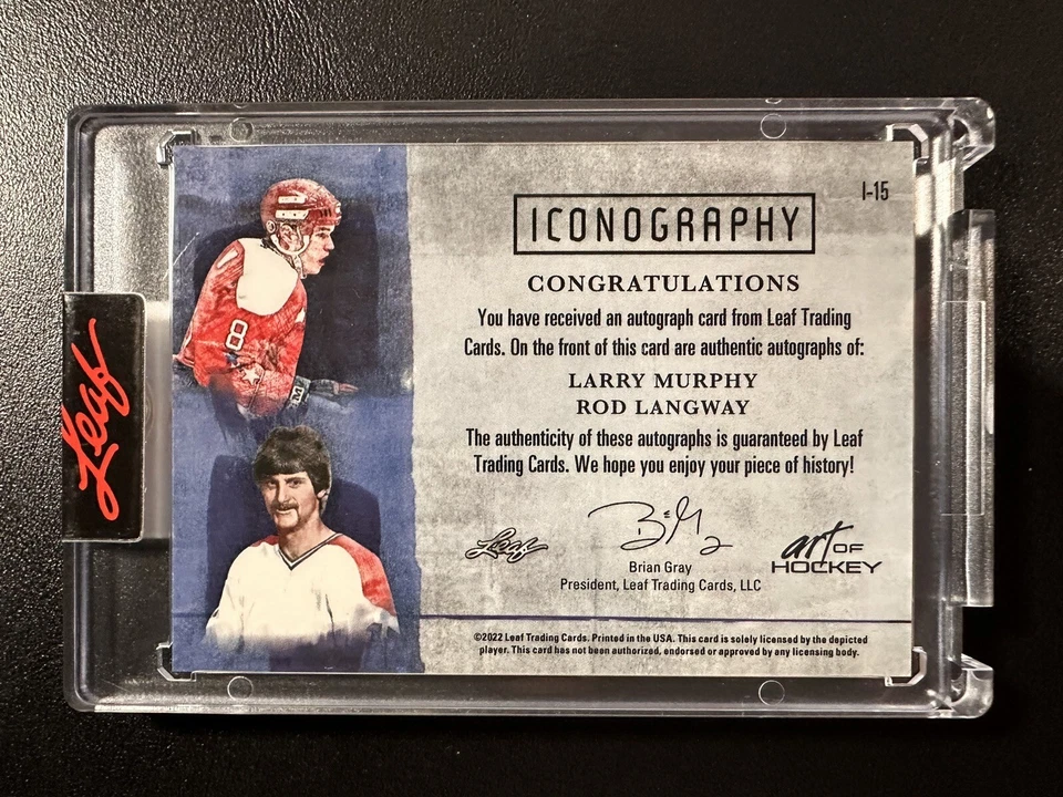 2022 Leaf Art Of Hockey Iconography Navy Holofoil LANGWAY/MURPHY #I-15  #’d 3/6 - Image 2 of 2