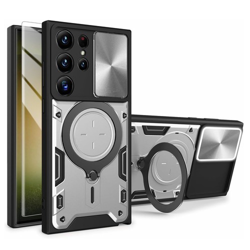 For Samsung S25 Ultra S25+ Shockproof Ring Stand Case Slide Lens Screen Cover - 第 11/18 張圖片