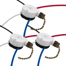 Ceiling Fan Switch Zing Ear ZE-208S E89885 3 Speed 4 Wire Fan Switch Pull Cha...