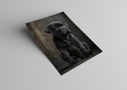 NEGRO PERRO CORSO LINDO CACHORRO Perro AI Cartel Impreso Artístico 19x13 pulgadas - Imagen 2 de 2