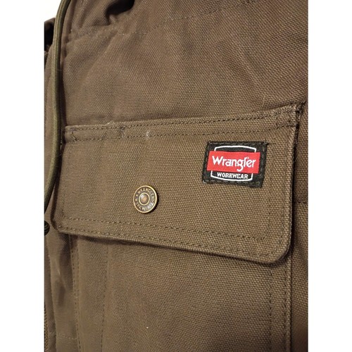 Wrangler Workwear Hooded Work Vest Relaxed Fit Canvas Insulated 2XL Utility Work - Picture 4 of 5