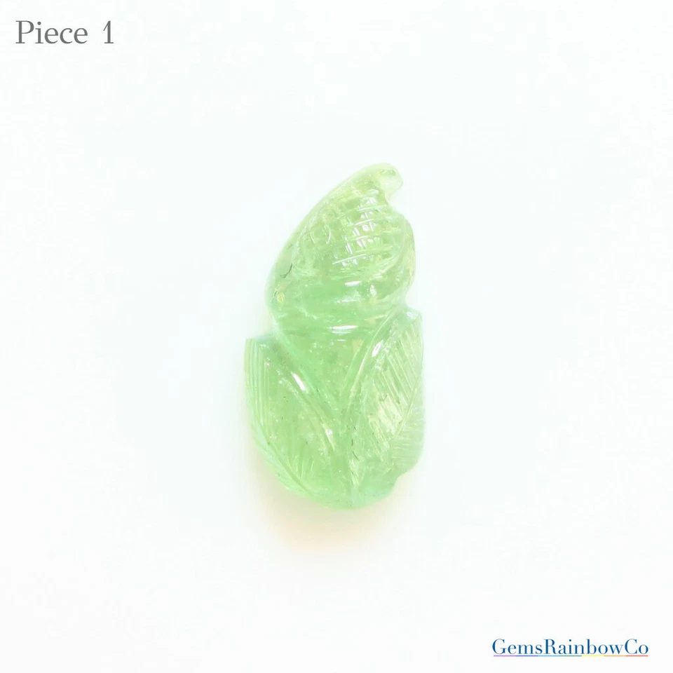 Carved Leaf Tourmaline Gemstone, Tourmaline Leaf Carved Stone, Multi Color - Image 3 of 4