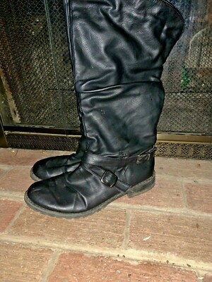 Bamboo Kacy 02 Wide Calf Blk Buckle Boots Pow Wow Cowboy Women s Size 9  tb11j2