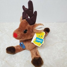 Vintage Dakin Nature Babies Hollyberry Reindeer Plush 1983 Tags Holiday Stuffed