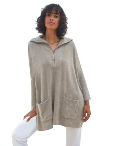 Barefoot Dreams Cozy Chic Lite Poncho Pullover S/M Half Zip Oversized Loungewear