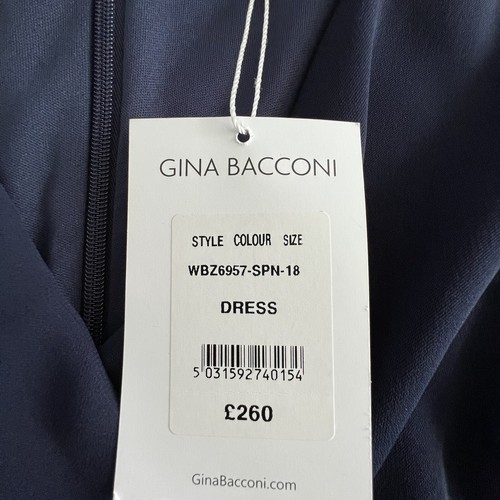 Gina Bacconi Women's Moss Crepe and Chiffon Dress Cocktail, Spring Navy, 18 - Picture 9 of 10