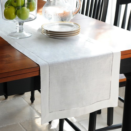 100% Linen Hemstitch TABLE RUNNER - Fine Dining Table Cloth Cover - 35 x 180CM - Afbeelding 1 van 2