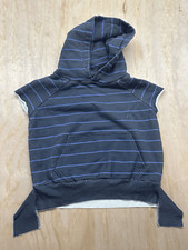 Frank Eileen Tee Lab Short Cap Sleeve Pullover Hoodie Sweatshirt Gray Blue S