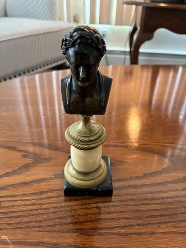 ROMAN EMPEROR BUST - 6.25 “ Tall 19th c marble plinth