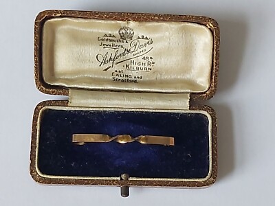 Vintage 9 kt Gold Schmuck Brosche Original Box Hall gemarkt Goldbrosche