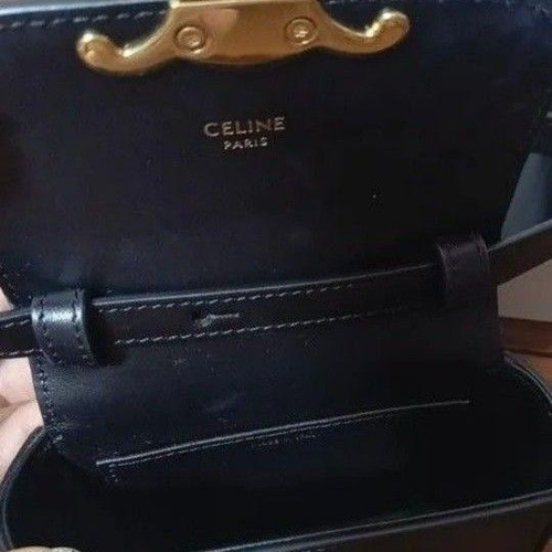 CELINE Mini Triomphe Shoulder Bag Crossbody Leather Black Authentic used - Picture 3 of 3