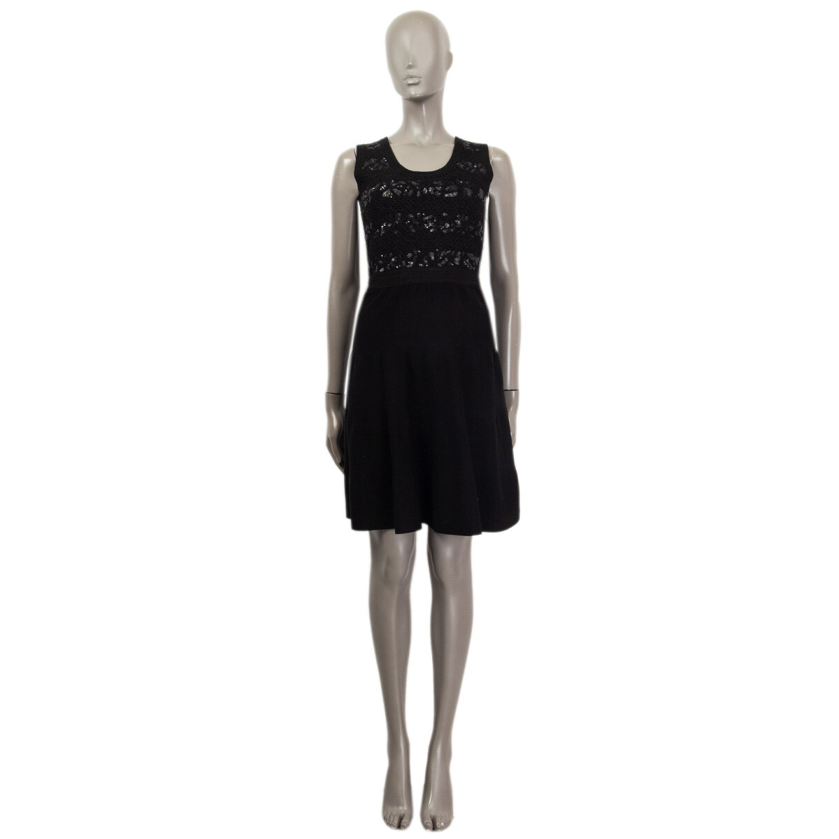 63493 auth CHRISTIAN DIOR black cotton SEQUIN Sleeveless Knit Dress 38 S 63493 auth CHRISTIAN DIOR black cotton SEQUIN Sleeveless Knit Dress 38 S