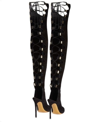 ALEXANDRE VAUTHIER Black Suede Corset OTK Thigh Boots 37 or 39 - Picture 4 of 6